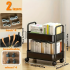 1Pc Durable Double-Layer Rolling Storage Cart With Wheels And Hooks - Versatile Organizer For Office, Dorm, And Bathroom Essentials