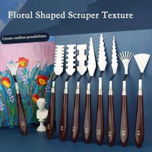 9pcs Flower Art Scraper Texture Knife Art Palette Knife Special-shaped Scraper Oil Painting Acrylic Paint Tool For Art Students